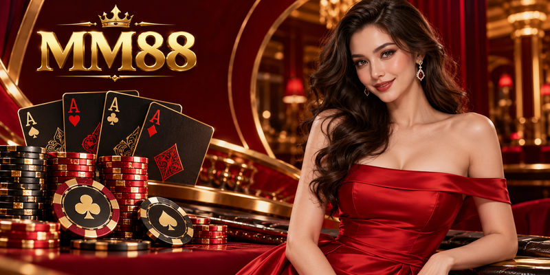 MM88 – Sảnh casino đầy cuốn hút Người đẹp MM88 trong sảnh casino đỏ vàng